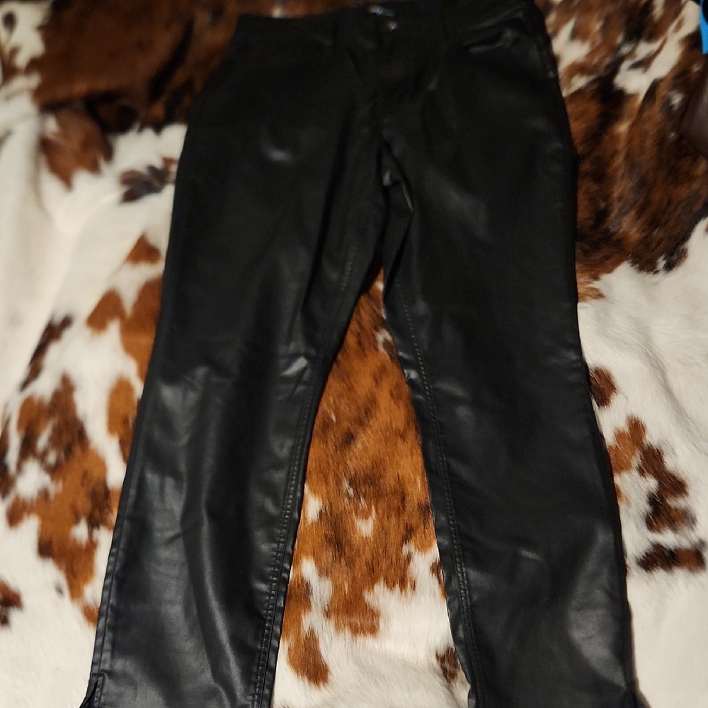 Edgely Black Faux Leather Straight Leg Pants Sz 14 Reg